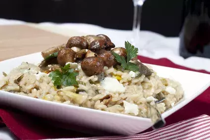 le risotto aux champignons et à la menthe